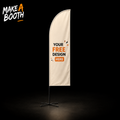 Teardrop advertising flag, cream fabric with orange 'YOUR FREE DESIGN HERE' text