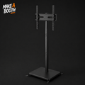 Alloy steel floor TV stand with VESA mount and rectangular base, black