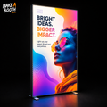 Frameless SEG lightbox display with Bright Ideas message and neon portrait
