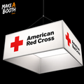 Square hanging banner with American Red Cross text and red cross logo