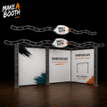 Modular exhibition gate truss with two side panels and arch frame