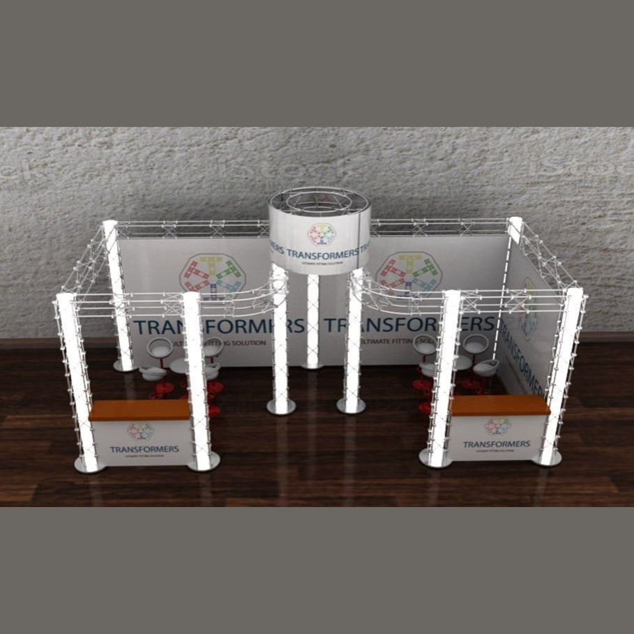 Transformers™ U Shape Luxury booth with tower - Customizable Hybrid Exhibit System | Optimized for Any Space