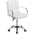 Modern Leather Computer Desk Swivel Chair with Armrests and Wheels