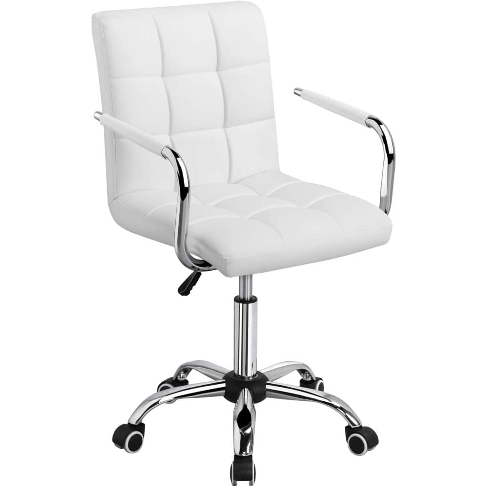 Modern Leather Computer Desk Swivel Chair with Armrests and Wheels