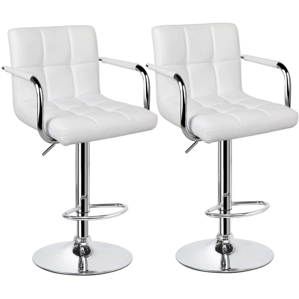 Modern Leather Swivel Armrest Barstool Chairs