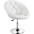 Modern Leather Tufted Height Adjustable Swivel Barrel Chair