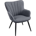 Modern Upholstered Curved Back Fabric Linen Accent Chairs
