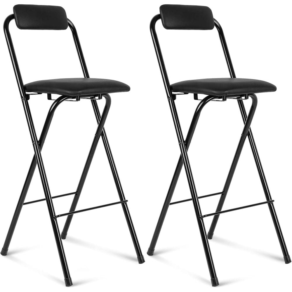 Portable Counter Height Leather Folding Bar Stool with Low Backrest