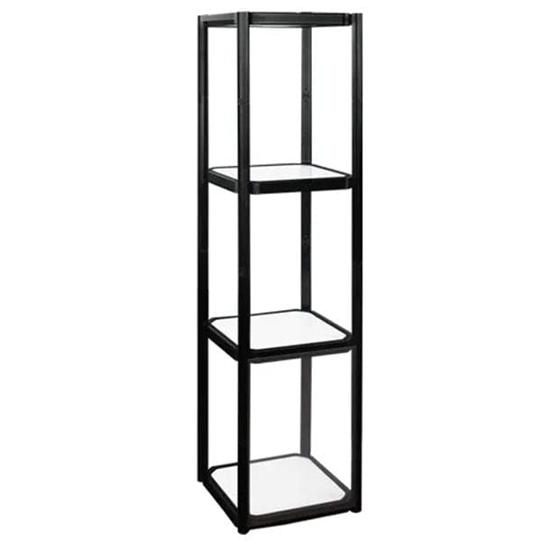 Twist-Lock Portable Showcase Display Cabinet Tower with 3 Shelves & Overhead Lights