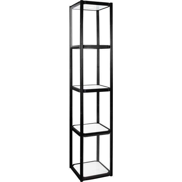 Twist-Lock Portable Showcase Display Cabinet Tower with 4 Shelves & Overhead Lights
